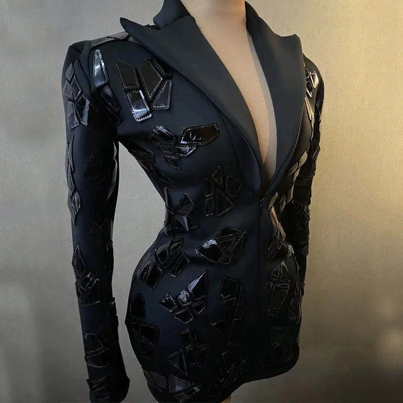 مرايا لامعة نسائية فستان سهرة ، فساتين حفلات ، ملهى ليلي بار ، دي جي ، زي راقصة جوجو ، زي المغني على المسرح