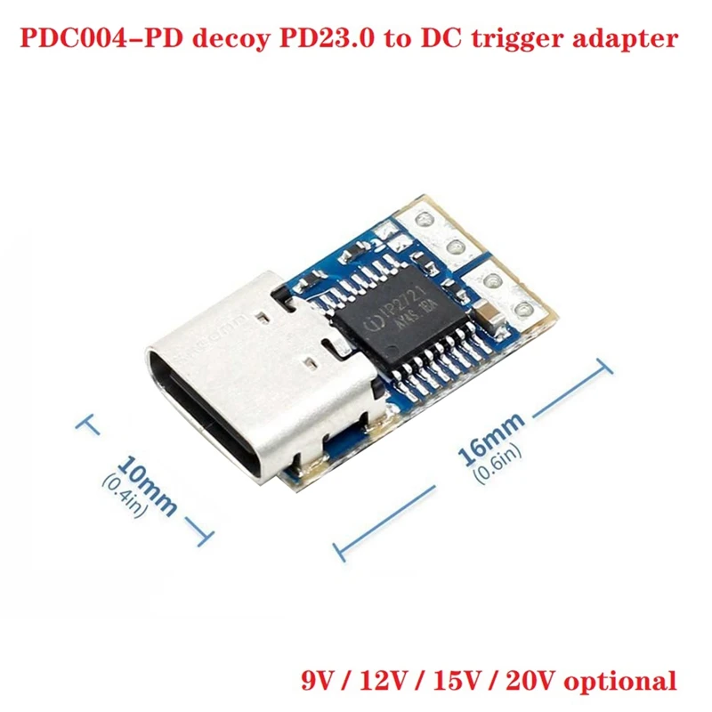 1 Piece PDC004-PD Decoy Module PD23.0 To DC DC Trigger Extension Cable QC4 Charger Type-C (12V)