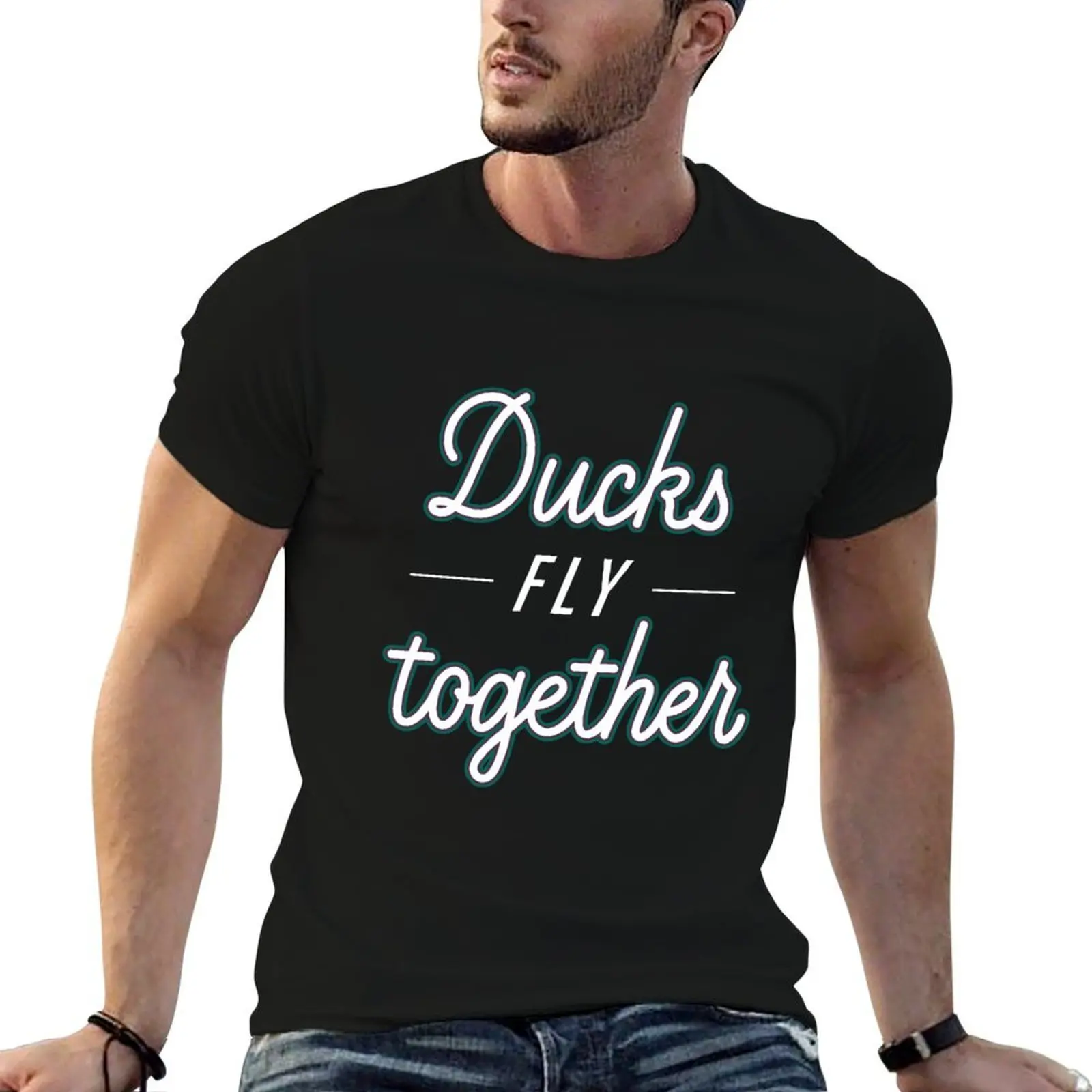 

Футболка Ducks Fly Together Deluxe, хлопковые футболки, высококачественные футболки с аниме для мужчин, футболка
