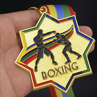 Metal Alloy Boxing Medal, Martial Arts, Taekwondo Reward Fighting Sanda, Sports Meeting Match, Home Decoration, Creative, 1Pc