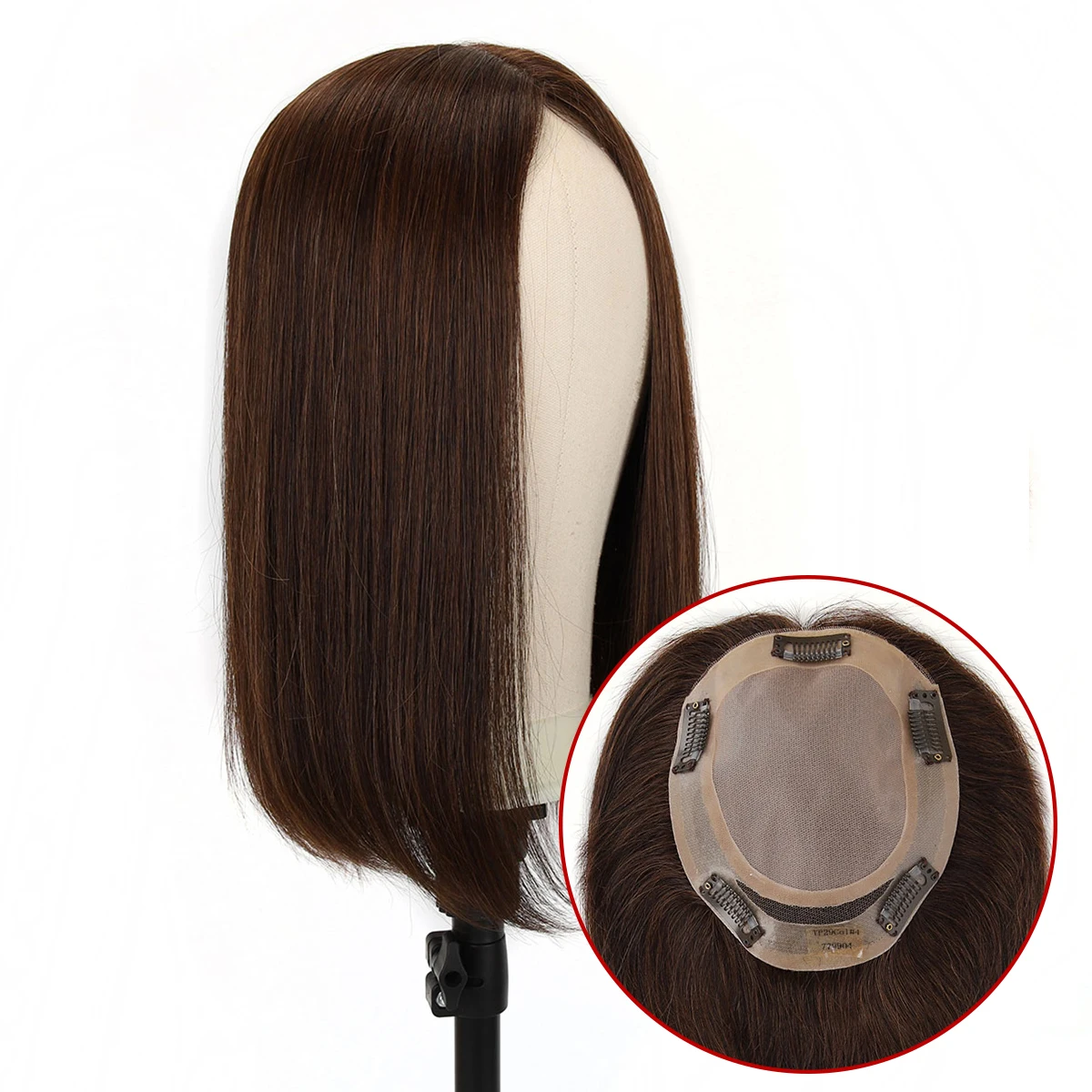 TP29-5.5x6.5 Topper rambut sutra Top 16 "Topper rambut alami prostesis rambut wanita Cina kutikula Remy rambut manusia