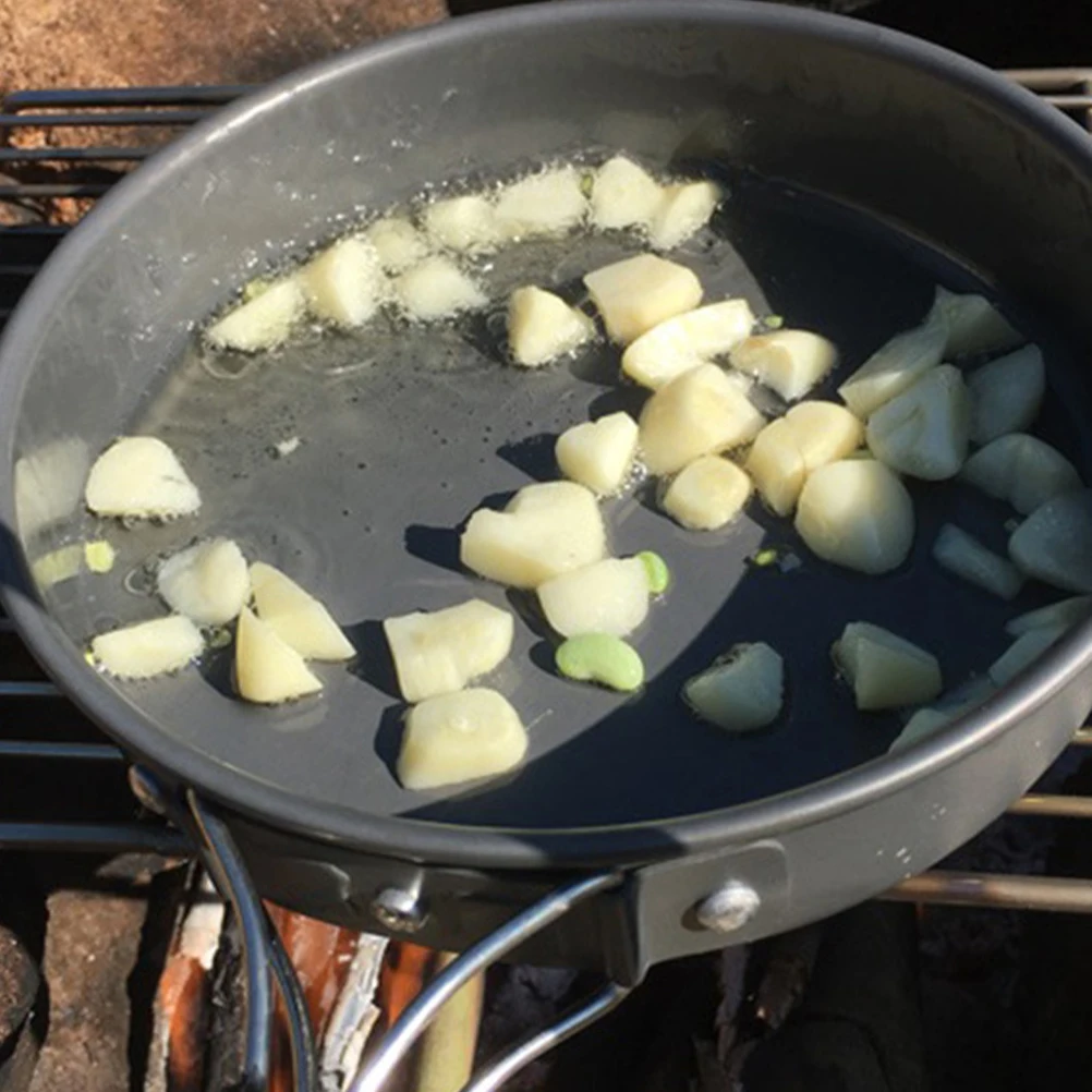 

Cooking Pan Portable Outdoor Frying Pot Cookware Camp Utensils Black for Camping Travel