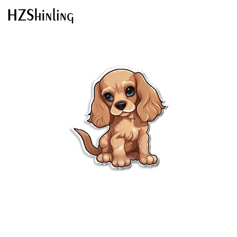 2024 New Cocker Spaniel Acrylic Lapel Pin Cute Dogs Epoxy Butterfly Clasp Pin Handmade Butterfly Brooch