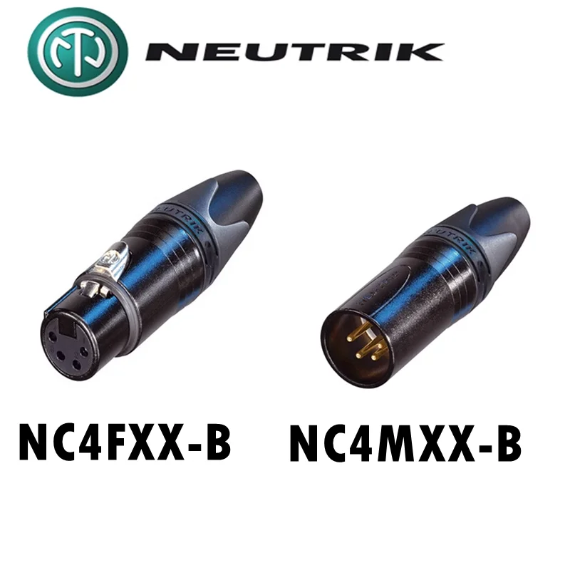 10pcs Neutrik 5 NC4MXX-B/ 5 NC4FXX-B Gold plated Silver plated four-core XLR Cannon Balance Male plug NEUTRIK Connector XLR