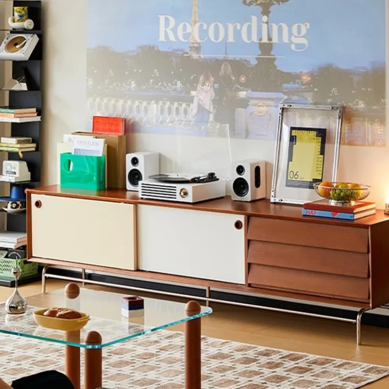 

Solid wood TV cabinet Nordic retro side cabinet Small apartment living room TV cabinet Medium antique storage locker