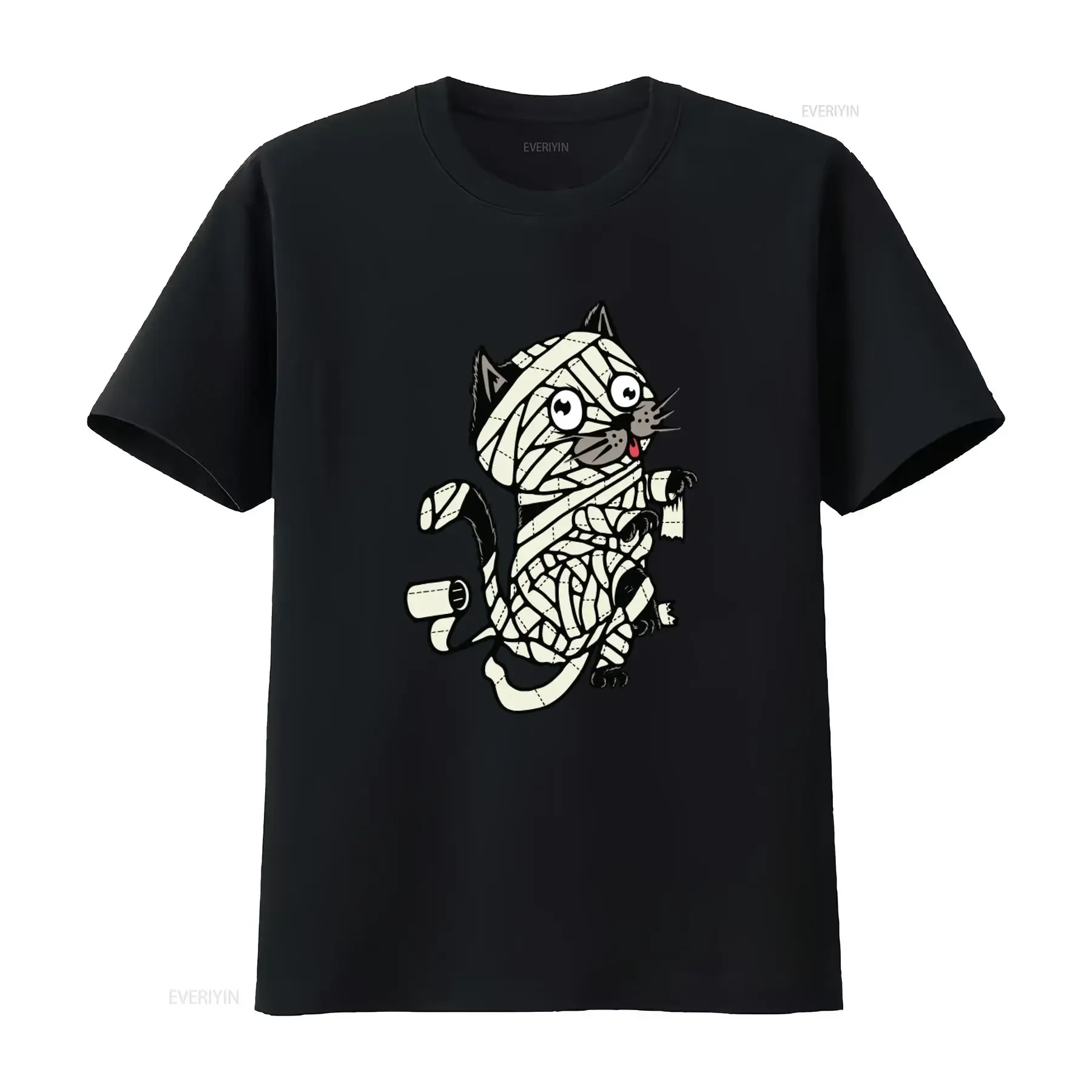 Halloween Cute Mummy Cat Cartoon Kitten Zombie Print T Shirt for Kids  vintage Washed Breathable Comfortable graphic Soft