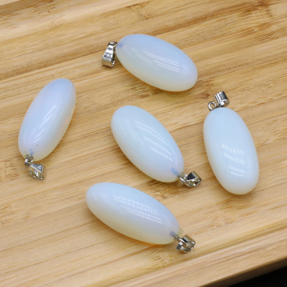 Natural Gem Stone Opal Rose Quartz Agate Pendant CraftsDIY Necklace Jewelry Accessories Exquisite Gift Making Woman20x30-25x40mm