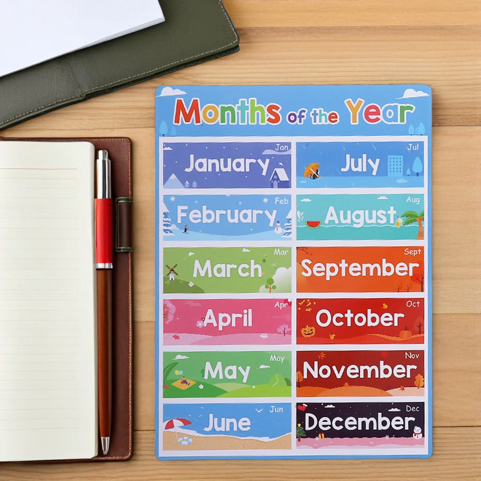 12pçs pôsteres educativos para crianças, alfabeto, animais, frutas, meses, aprendizagem pré-escolar, decoração de parede, pôsteres de aprendizagem