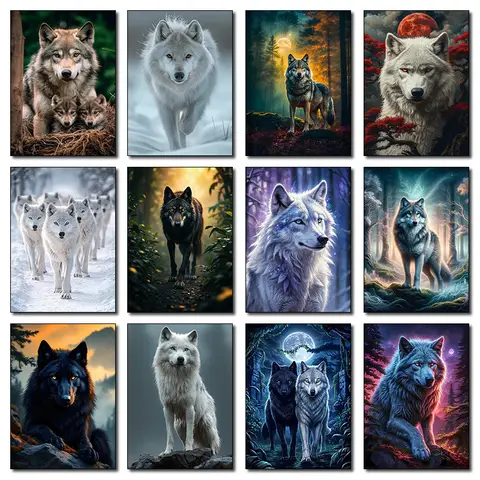 Forest Wild Animal Wolf Ferocious Beast Classic Posters Prints Canvas Painting Wall Art Picture For Living Room Home Decor Gifts
