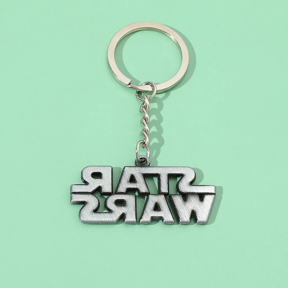 Disney Classic Movie Star Wars Metal Keychain Star Wars Logo Letter Style Nameplate Pendant Keyrings for Backpack Accessories