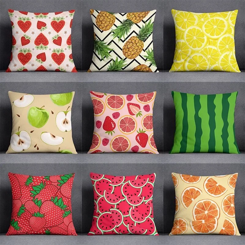 Summer fruit pattern small fresh ins wind pillow cover living room sofa cushion cover bedroom bed pillowcase home decoration