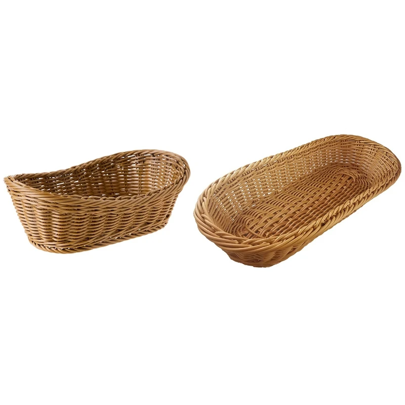 

2 Pcs Oval Wicker Woven Basket Bread Basket Serving Basket, 11 Inch & 14Inch