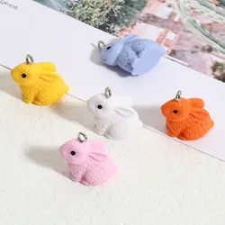 10 PCs Cute Resin Rabbit Charms Pendant Colorful Rabbit Animal Pendants For Necklace Making Findings Craft DIY 22mm x 21mm