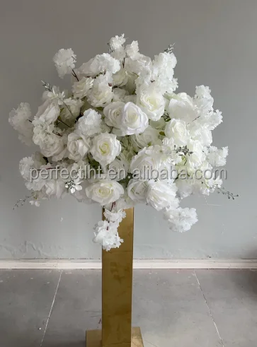 Aangepaste bruiloft decoratie 70cm witte zijden tafel decor kunstbloem bal bruiloft centerpieces