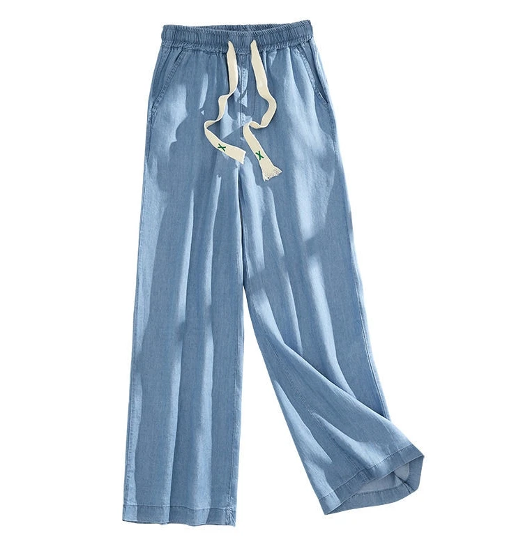 

plus Size 300 Pou Ripped Denim Pants High Waist Loose Wide Leg Casual Summer Jeans Women's Anti-Wrinkle Thinming Trousers