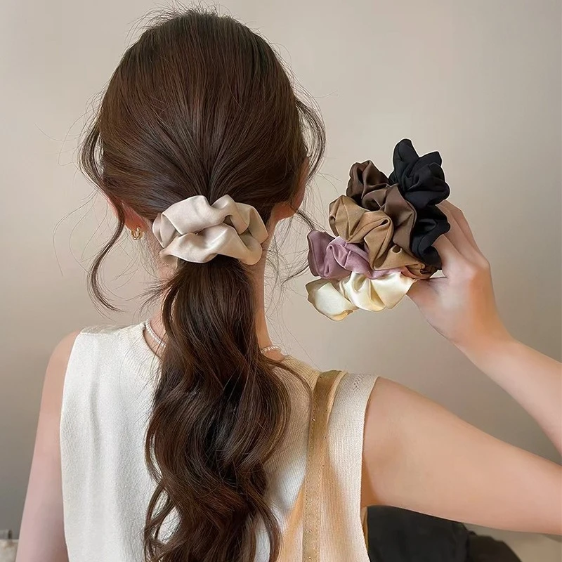 

Корейские модные резинки для волос для женщин и девушек, шелковые атласные эластичные повязки для волос, мягкие аксессуары для хвоста, подарок