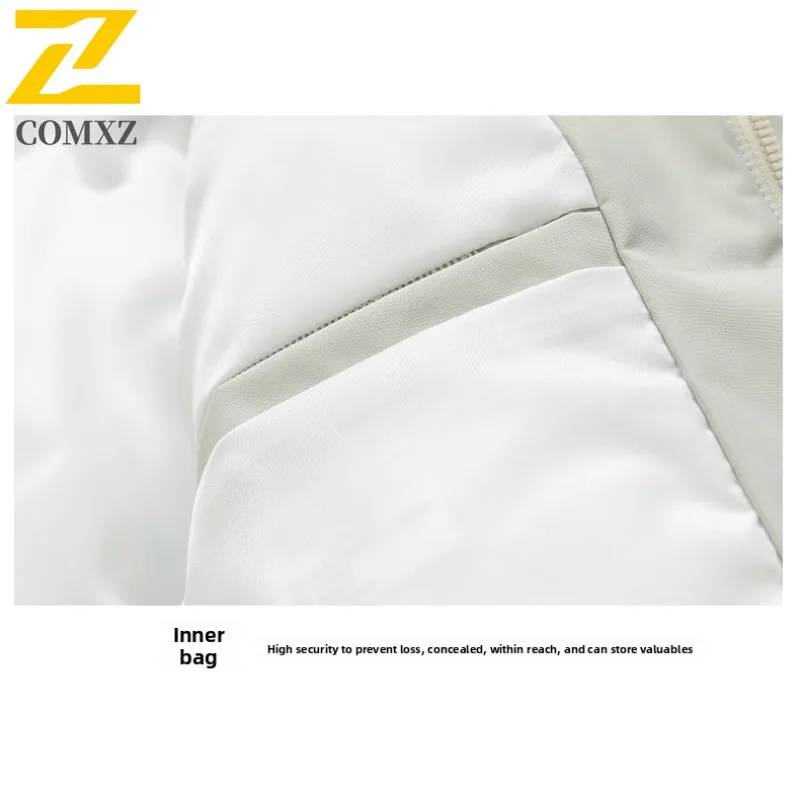 COMXZ المشي لمسافات طويلة السفر رجالي وسادة مبطنة الوقوف طوق سترة مقاومة البرد موضة الوقوف طوق سميكة الدافئة جواكت شتوية #6