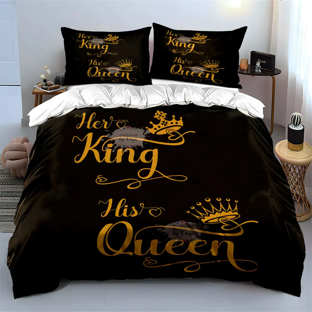 

Her King His Queen Set Multiple sizes kid's and adults' bedroom Exquisite 3PC bedding set, gift