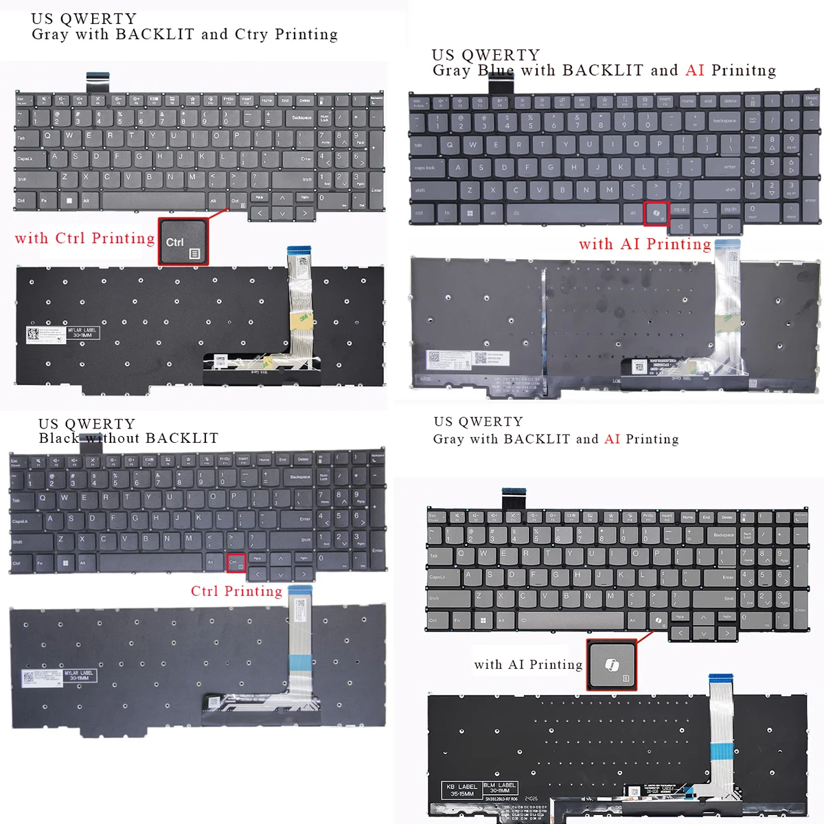 New US QWERTY Keyboard for Lenovo Thinkbook 16 G6,16 G6 IRL 21KH,16 G6 ABP 21KK , 16 G5 IRH , 16p G4 IRH, PH5CLXB-US BACKLIT