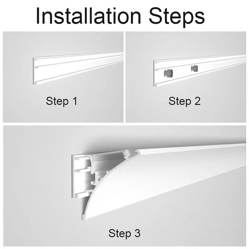 Imagem -04 - Cintura Invisível Perfil de Alumínio Tira Luzes Canto Superior Parede Ascendente Lavagem Linear Luz Gesso Escondido Teto Barra Dura 1.5m