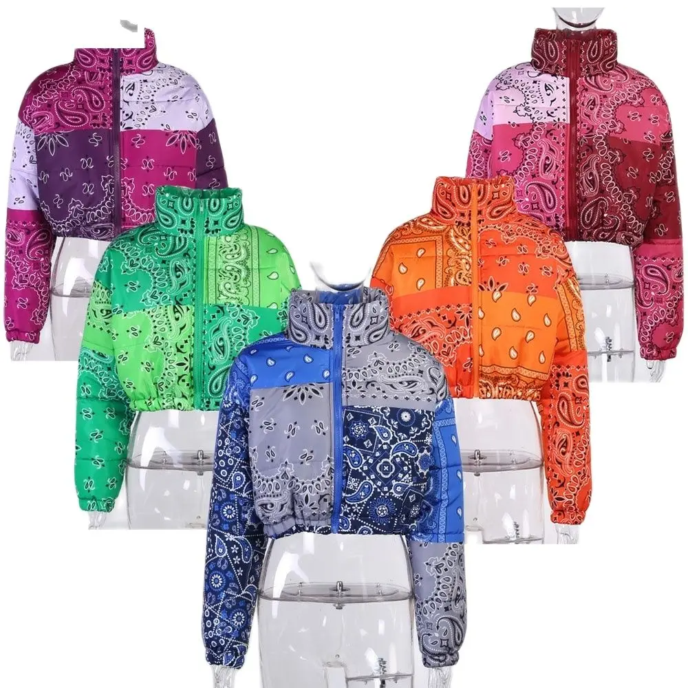 

2022 NEW Fashion Woman Bandana Puffer Coats Jackets Crop Puff Ladies Top Women Winter Fashion Girls' Plus Size Bubble Coats