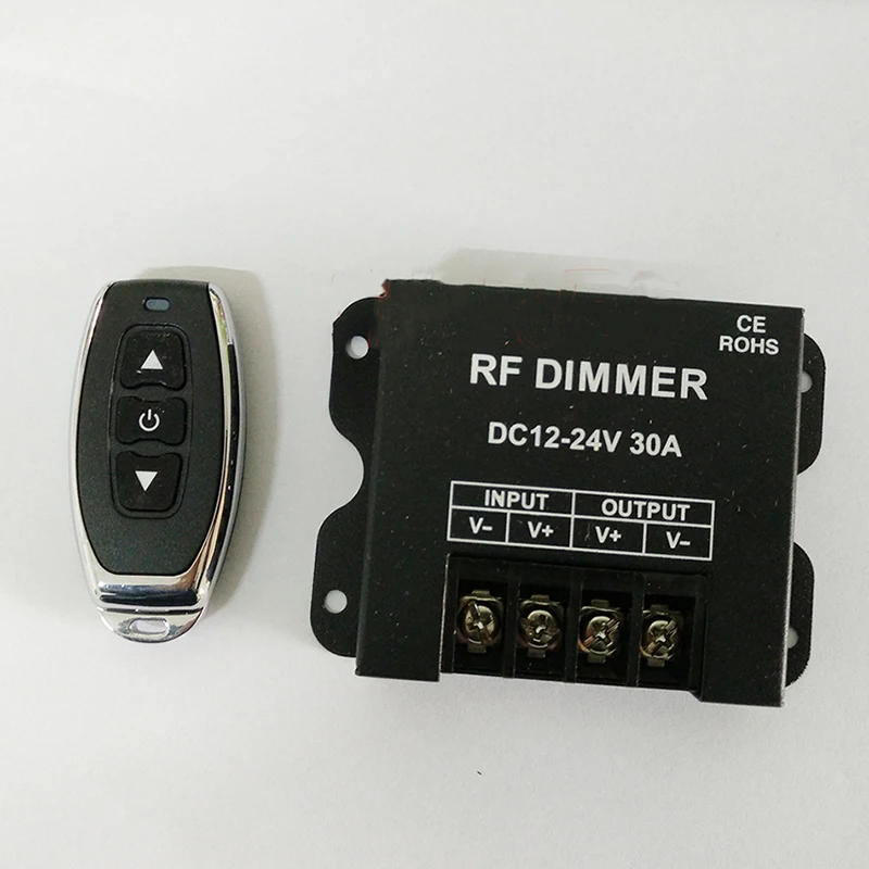 RF 고전력 무선 원격 제어 조광기, 단색 LED 조명 스트립용 조광 스위치, DC 12V-24V, 30A, 3 키, 1 세트