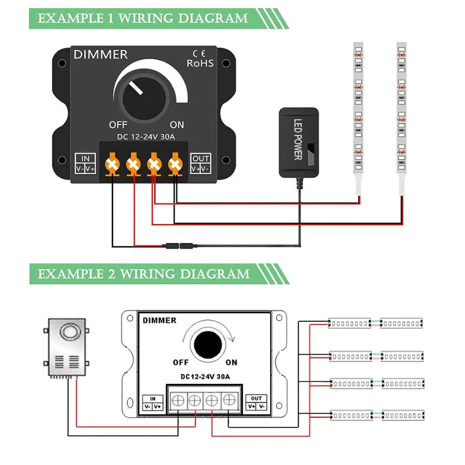 12V-24V 30A przełącznik LED ze ściemniaczem Panel sterowania dotykowy Regulator regulowane napięcie ściemniacze do jednokolorowa taśma LED