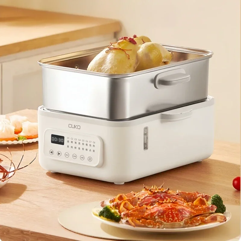 CUKO 220V Stainless Steel Electric Steamer Household 16L Multi-function Steamer 1500W Steam Cooker