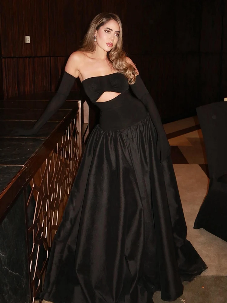 

Черное бальное платье макси без бретелек с вырезом «сердечко», со шлейфом, для торжественных мероприятий, вечеринок, выпускных и свадебных гостей