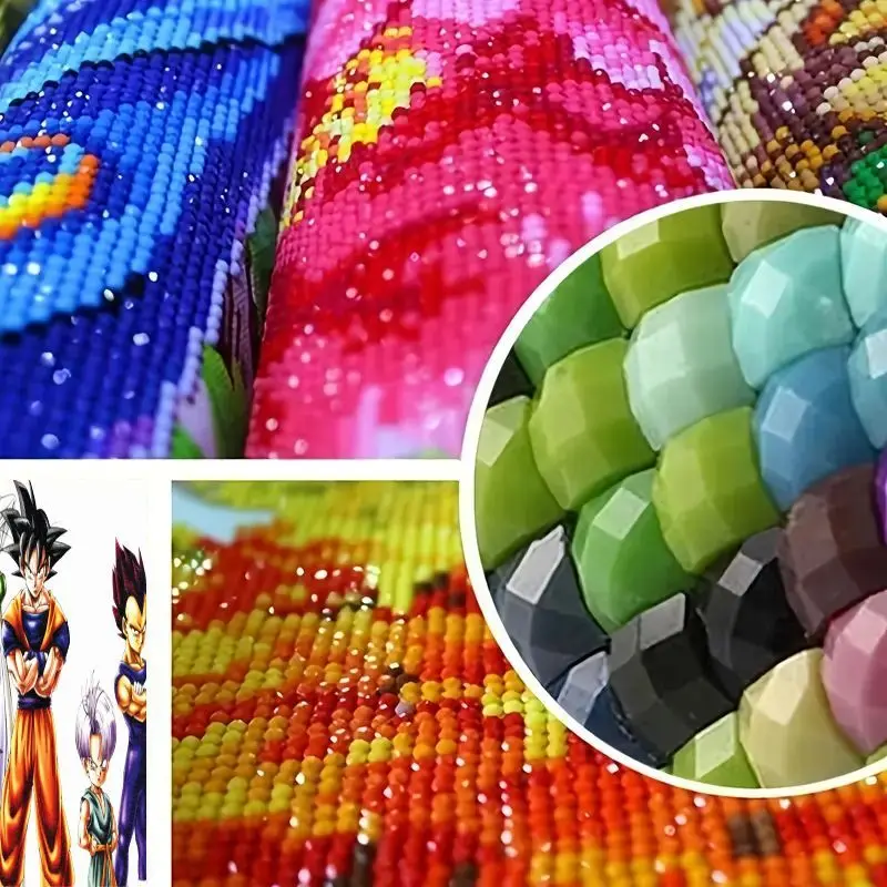 1 Kit de pintura de diamante 5D de taladro completo Dragon Ball Z, DIY Anime Manga Goku Vegeta Gohan personajes arte artesanal, 40x50CM Crys grandes