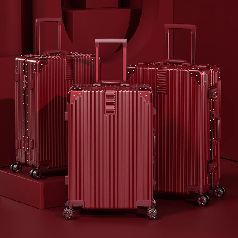 

Wedding Luggage Bridal Suitcase Red Box Trolley Case Women's Suitcase Wedding Password Bride Dowry Suitcase Pair