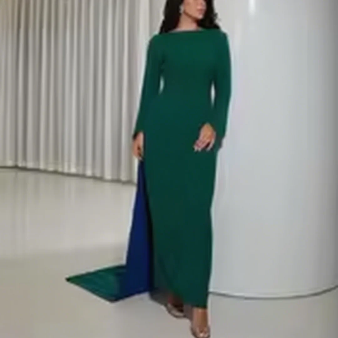 Customized O-Neck Sexy Backless Floor-Length Feathers Women Formal Occasion Prom Party Gowns