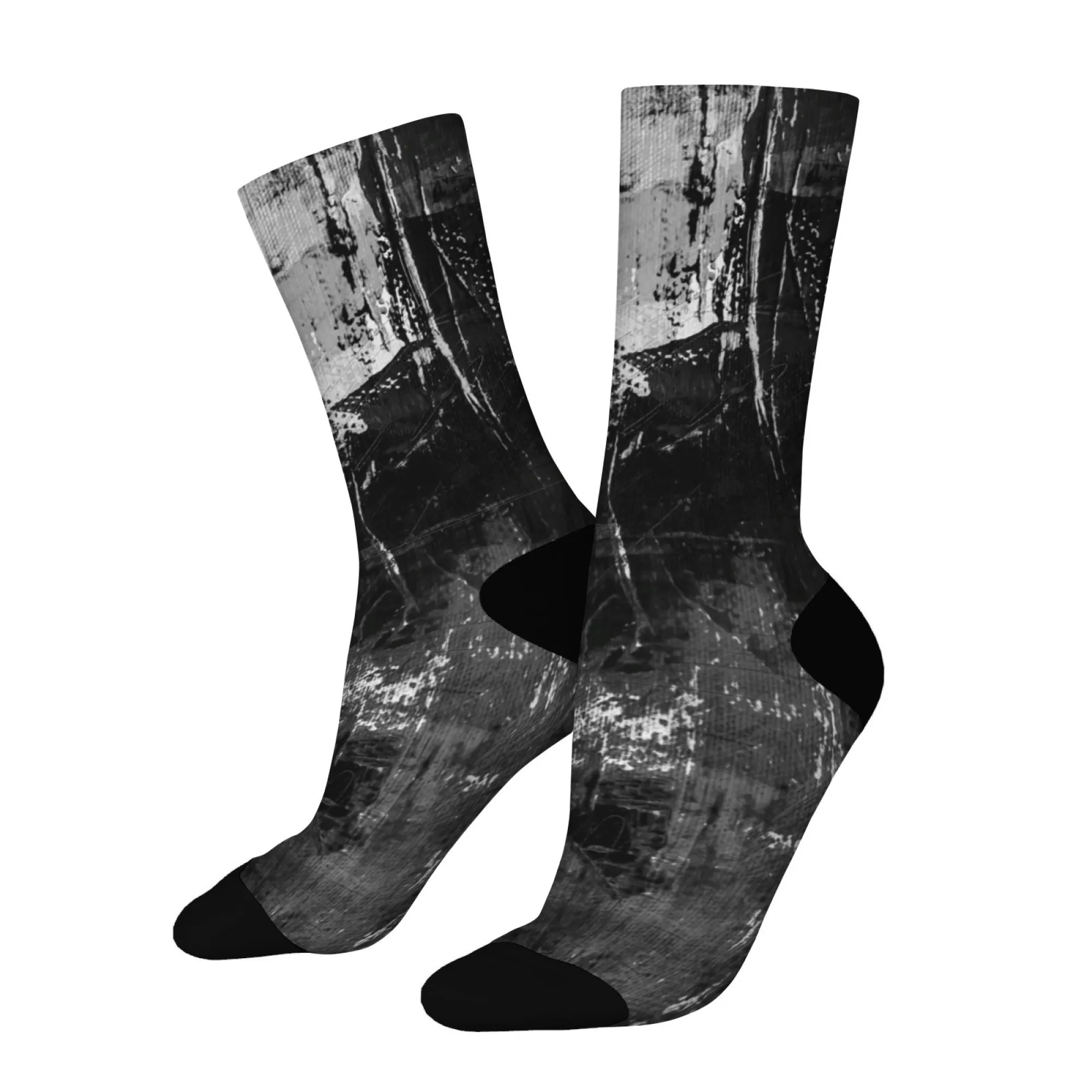 Retro-Industriestil, Distressed-Textur, rissig, abstrakt, Harajuku, lustige Herren-Crew-Socken, Reisen, Sport, bequem, warm