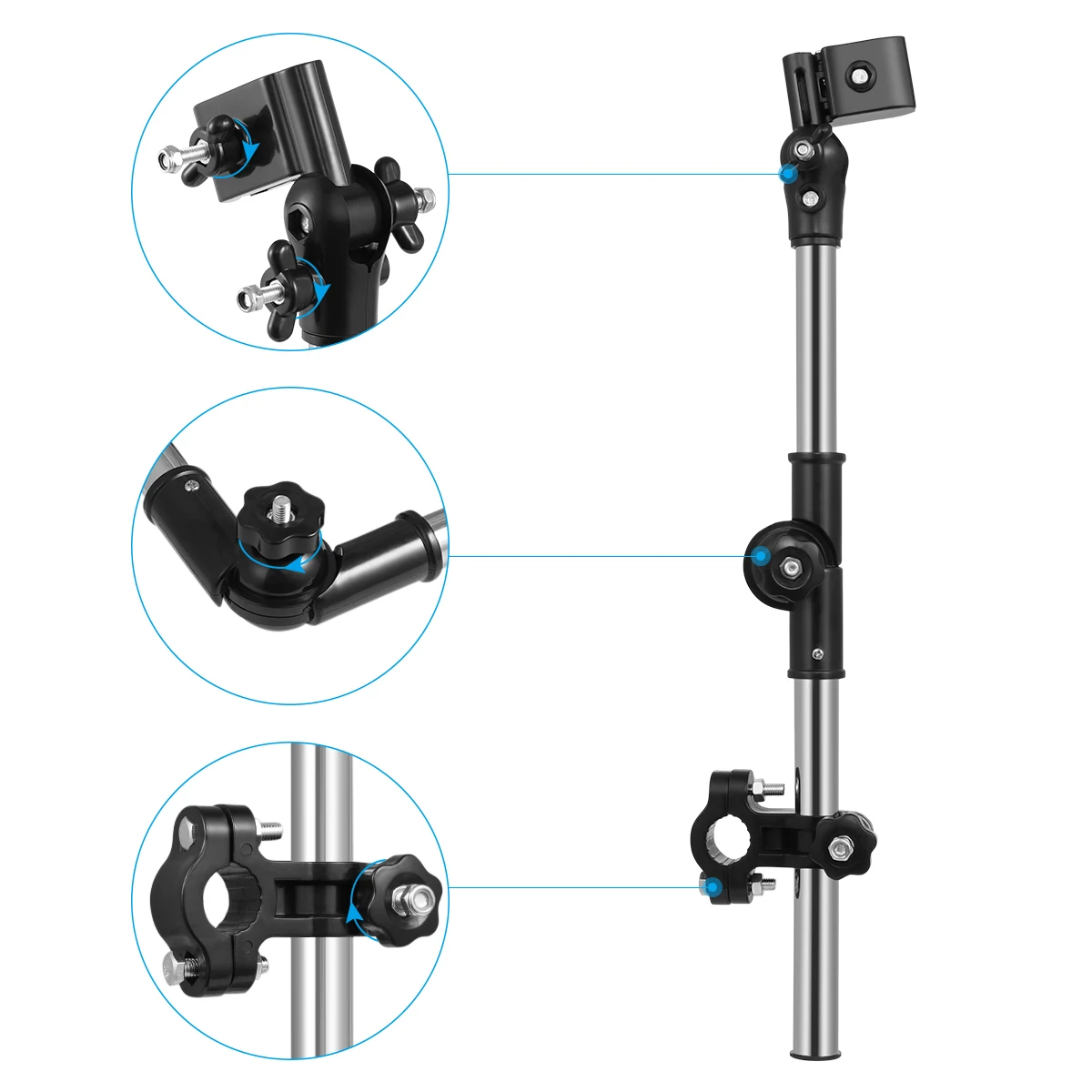 

Adjustable Umbrella Holder For Bicycle Wheelchair Stroller Bike Clamp Mount Connector