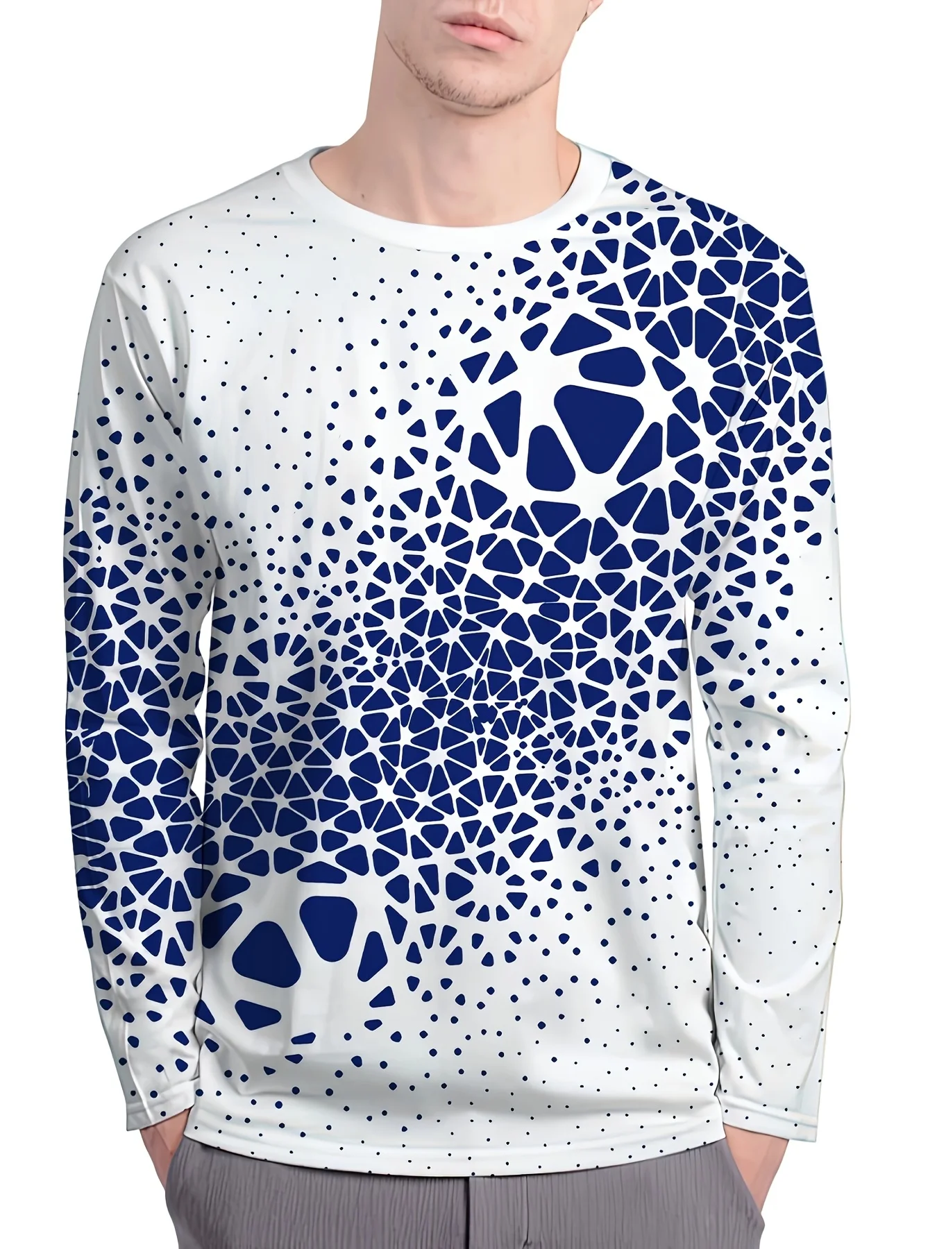 

Men's 3D Halloween Horror Cat Print Long Sleeve T-Shirt, Boho Style Crew Neck Polyester Top, 2025