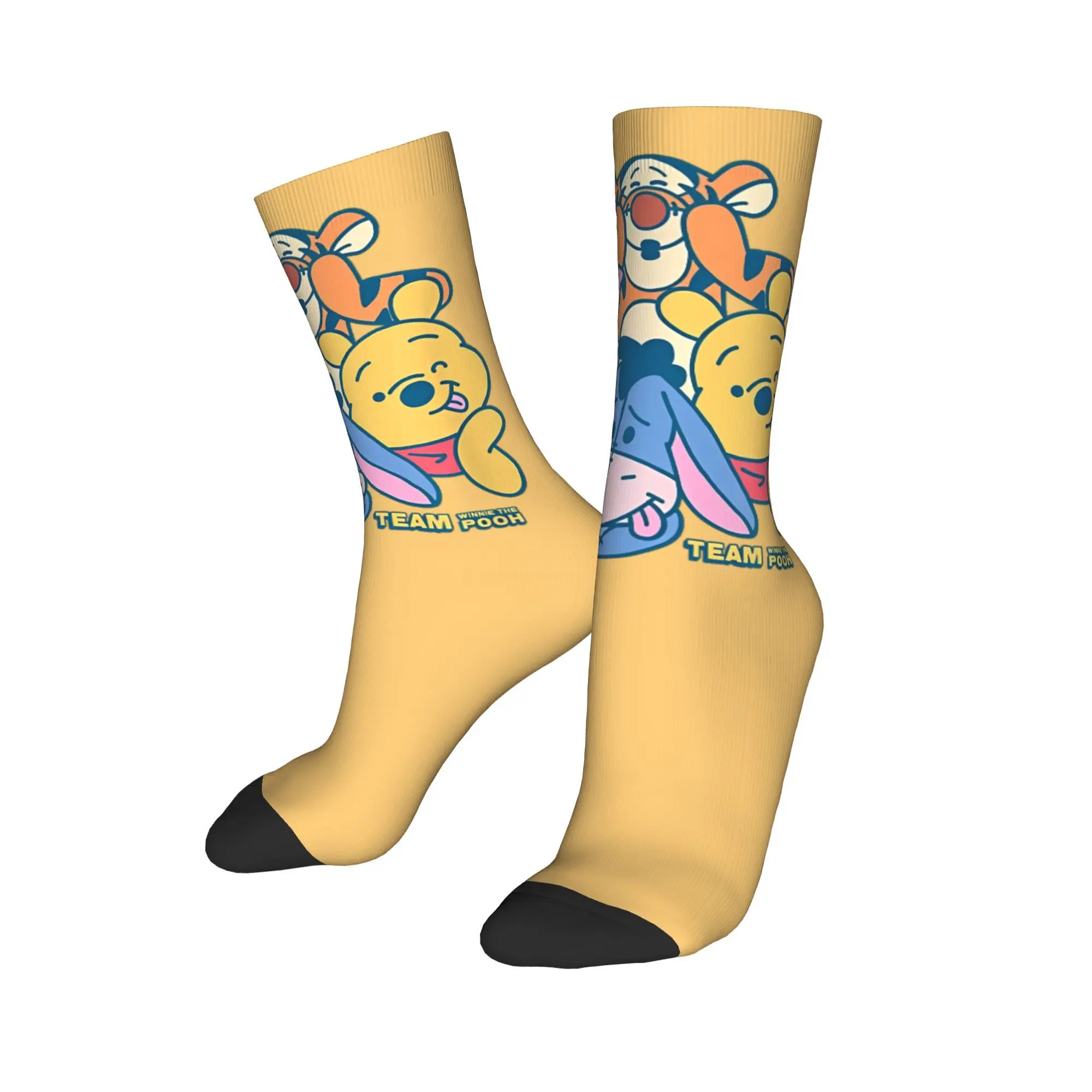 Winnie the Pooh Team Socks Men Women Polyester Casual Eeyore Piglet Tigger Crazy Autumn Winter Middle Tube Socks Gifts Stockings