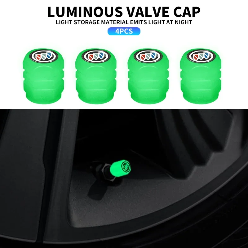 

Car Tyre Valve Stem Luminous Caps Fluorescent Decor For Buick Excelle GT Verano Regal LaCrosse royaum Park Avenue Envista GL8