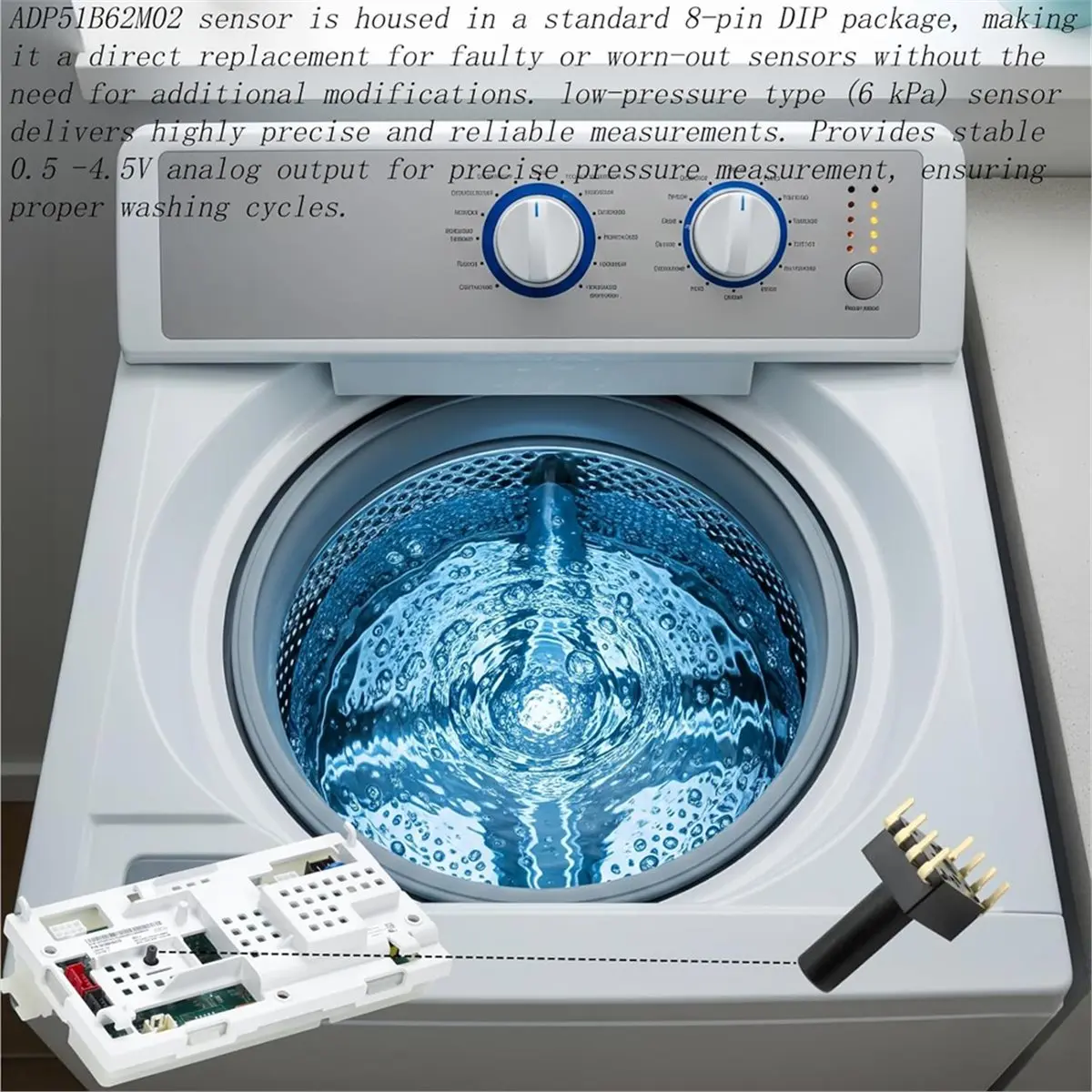 Sensor piezoresistivo de lavadora para tablero de Control de lavadora, reemplazo ADP51B62M02 1B62M02