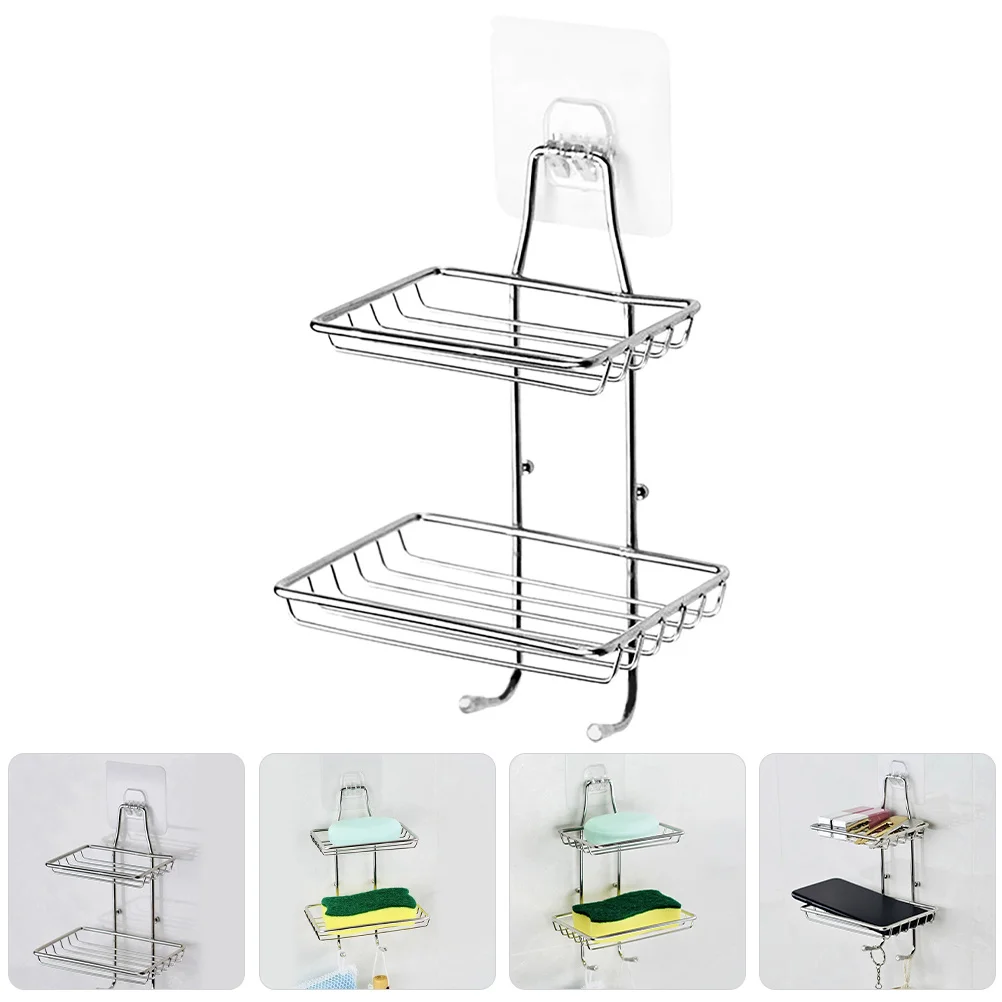 

2Pcs Stainless Steel Wall Mounted Soap Dish Space-Saving Shower Bar Soap Holder Removable Drainage Tray Bathroom