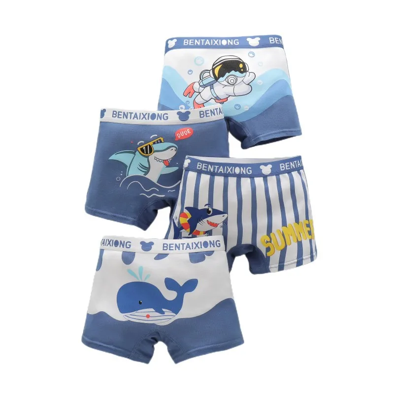 4Pcs/Lot Young Boys Cotton Underwears Cartoon Dinosaur Cars Print Kids Boy Brief Panties Teenage Boxer Baby Children Panties 12Y