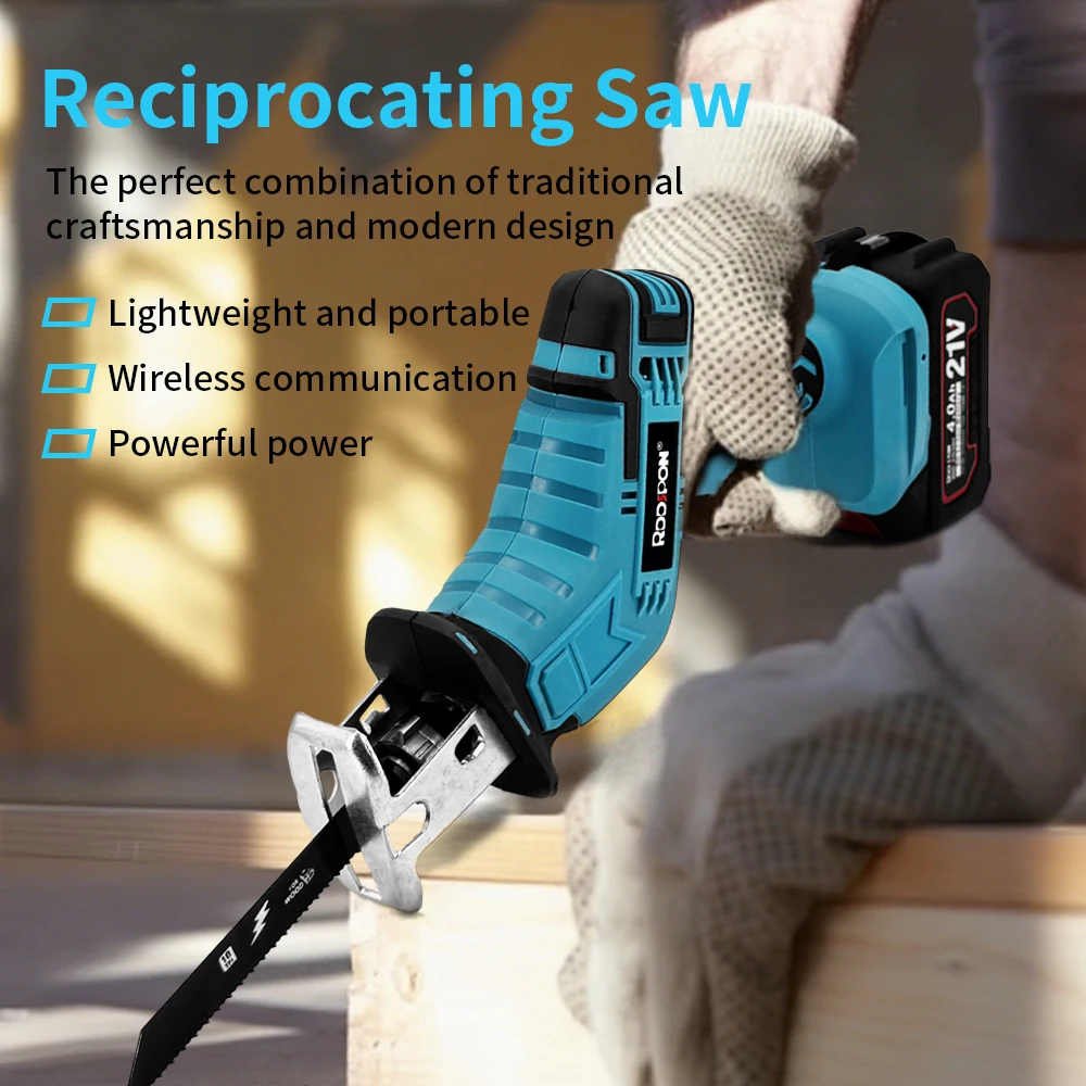 Cordless Electric Reciprocating Saw Wood Metal Cutting Saw Lithium Battery Saber Saw Portable Saw Power Tool For Makita Battery