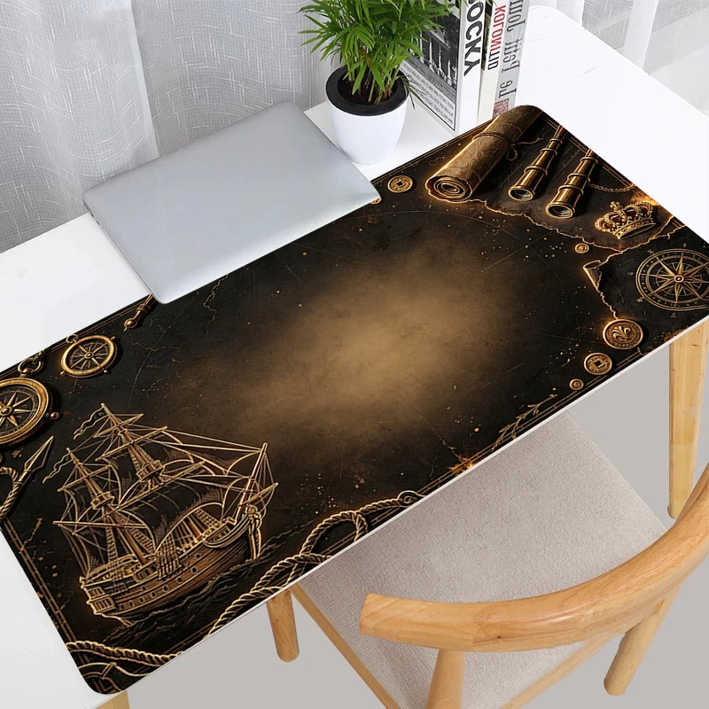 Mouse Pad Vintage Spanish Age of Discovery Series Large Gaming Pad Non-slip Extended Keyboard Desk Mat Gamer E-sports MousePad