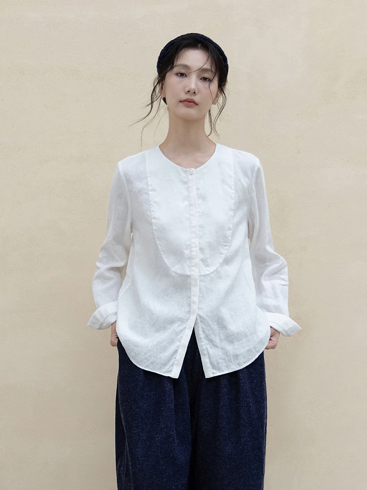 

Новая коллекция Le: 100% льняное платье для ранней осени, художественное, длинное, с круглым вырезом, на пуговицах, белое, дышащее, комфортное, женское...