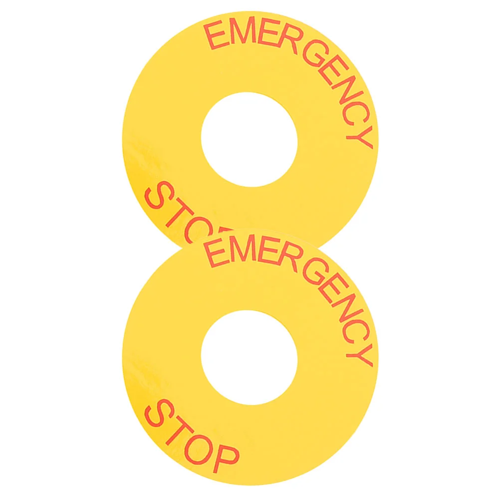 Applique Label Labels Stop Decalques, PVC Emergency Equipment Sticker, 2 Pcs