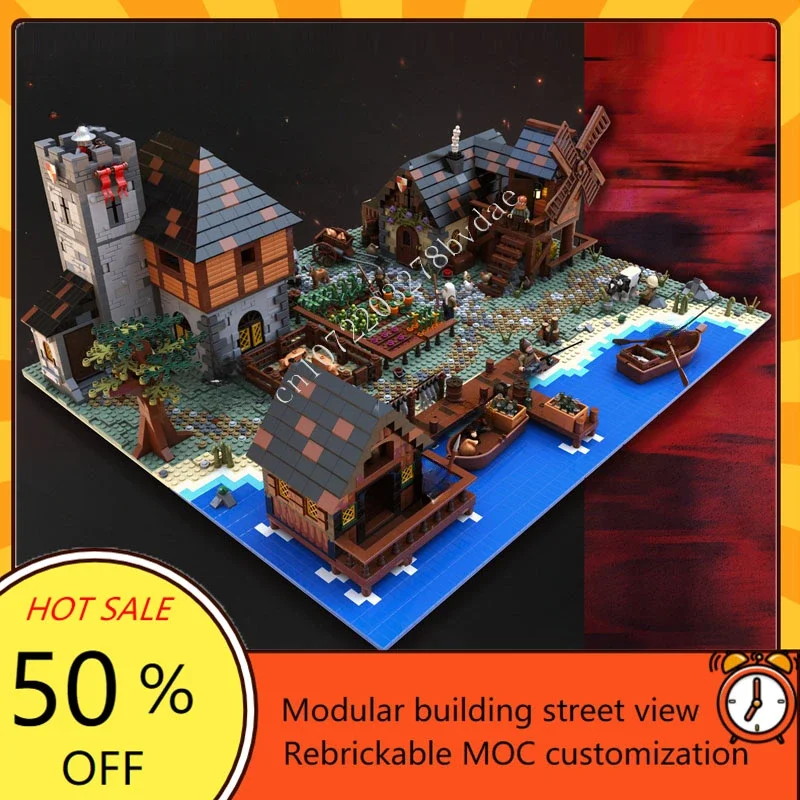 5069PCS  Building Blocks ClassicsBlack  Medieval Mill Port Technical Bricks  Assembly Construction Toy For Childr Holiday Gift