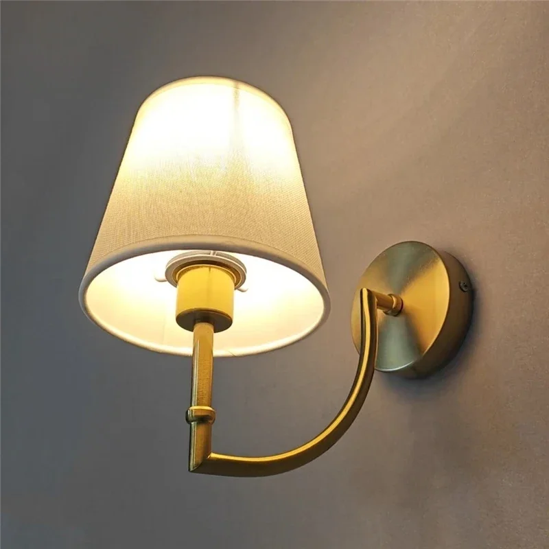 Nordic Minimalism Wall Lamps Modern Simple Linen Lampshade Elbow Wall Lights for Home Decor Living Room Stairs Lighting Fixtures