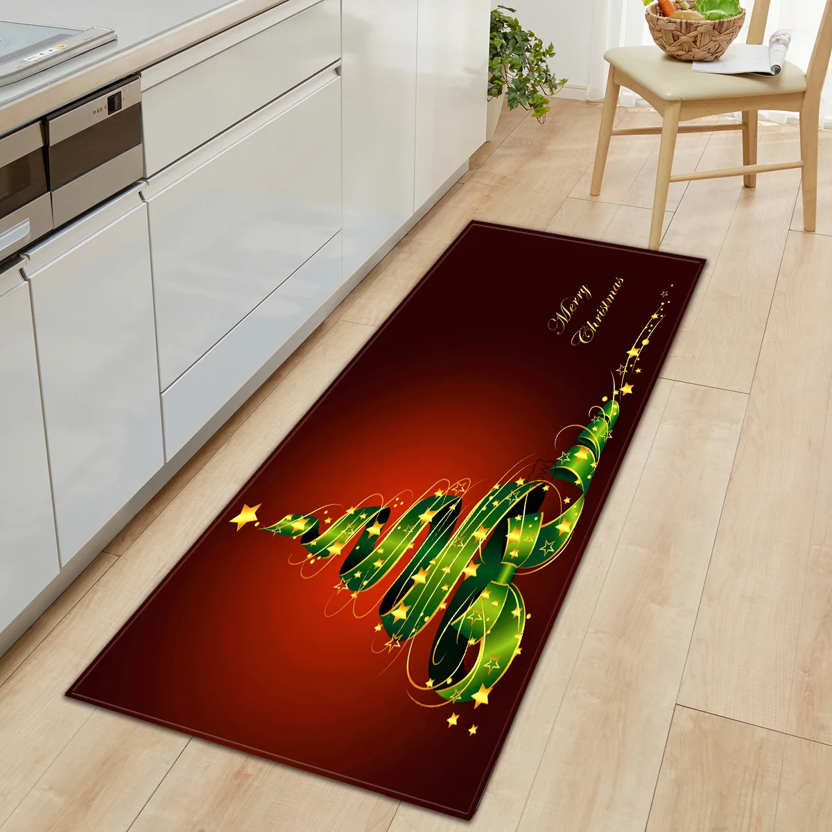 Christmas pattern kitchen mat home balcony bathroom corridor anti-slip carpet bedroom children's floor decoration 