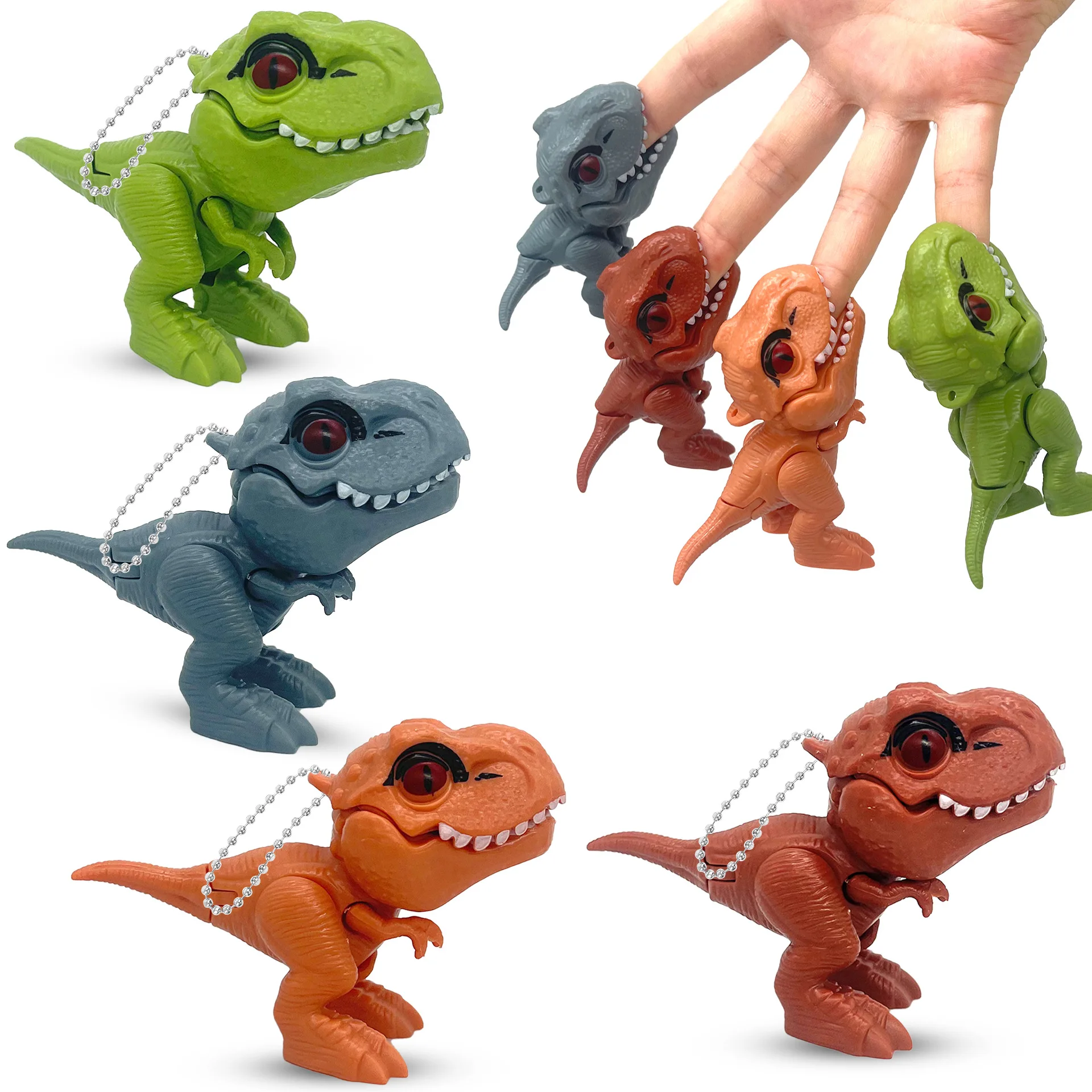 

2Pcs Creative Funny Biting Finger Small Dinosaur Toys Novelty Prank Biting Finger Dinosaur Toy Model Keychain Hanging Small Gift