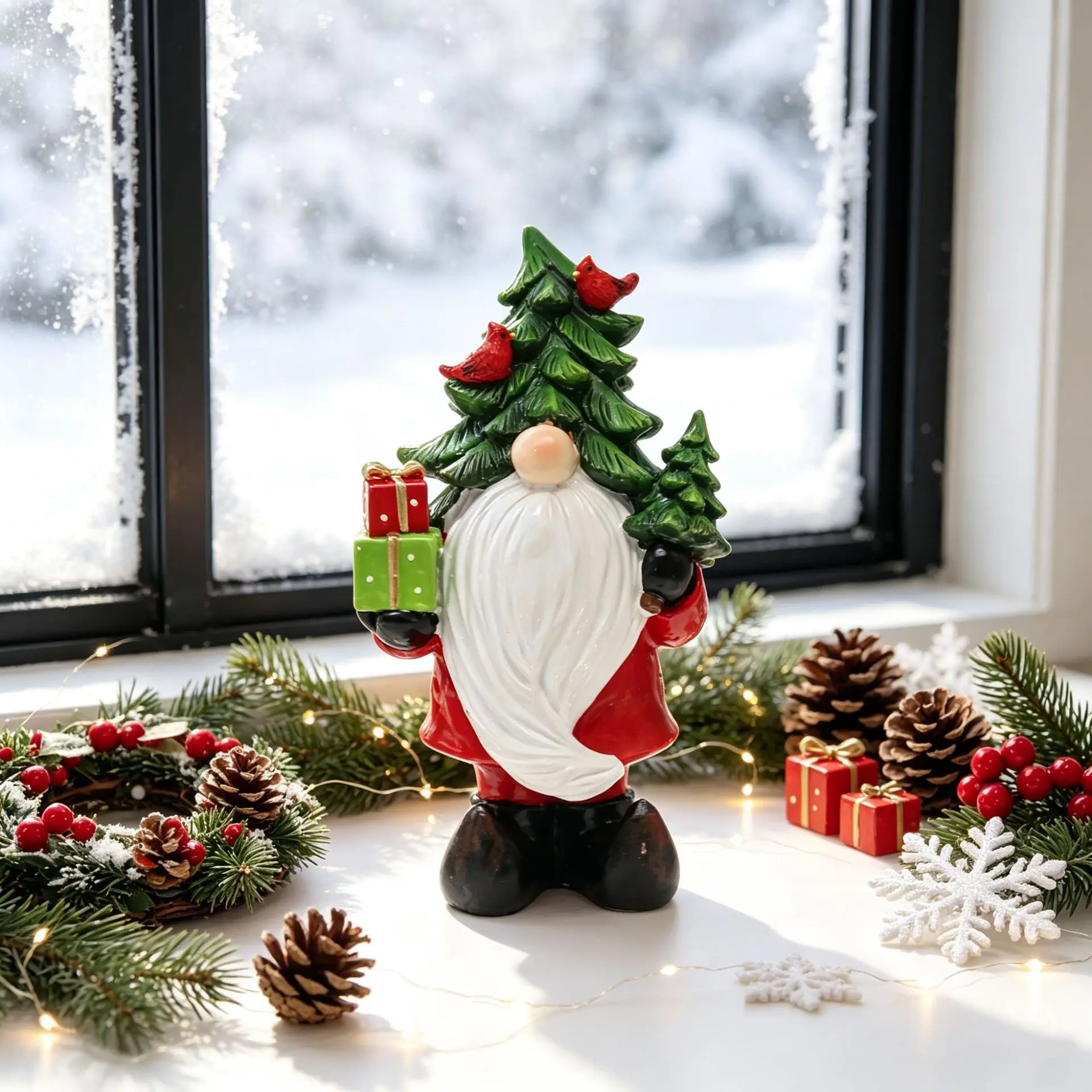 New Christmas Tree Dwarf Figurines Xmas Resin Ornament Cute Dwarfs Resin Statue Home Desk Decor Crafts Party Favor Present