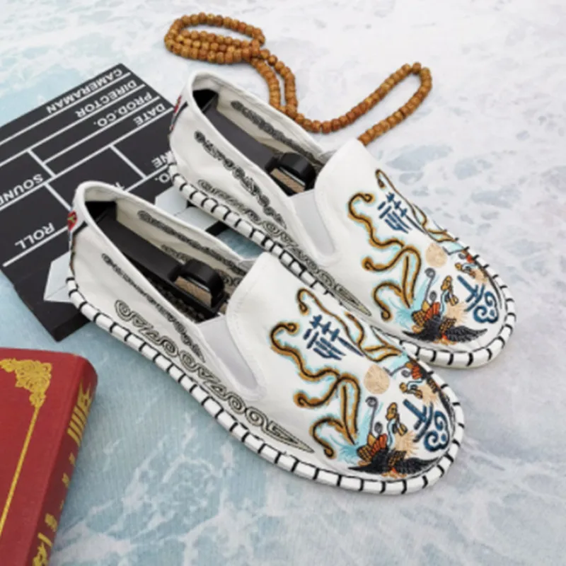 Cute Dog Embroidered Slip on Flats Shoes Womens Breathable Casual Women's Loafers Shoes Flower Chinese Shoes White Mujer Pisos image 6